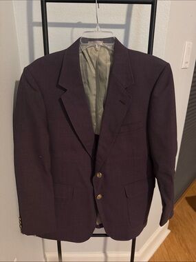 Ami Men's Plum Two-Button Blazer with Gold Buttons